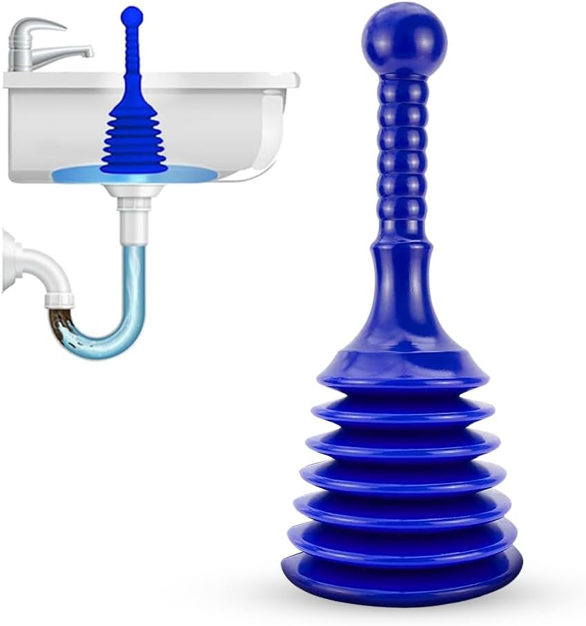 Zuvo UK#1 Blue Unblocking Kitchen Drains, Bathroom & Shower Portable & Powerful Airpush Sink Plungers