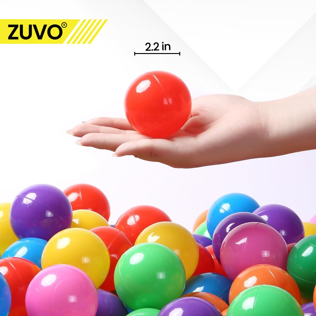Zuvo Multi Colors Ball Pit Balls 100 Pack for childrens - Colorful Plastic Balls for Kids' Pool & Ball Pits