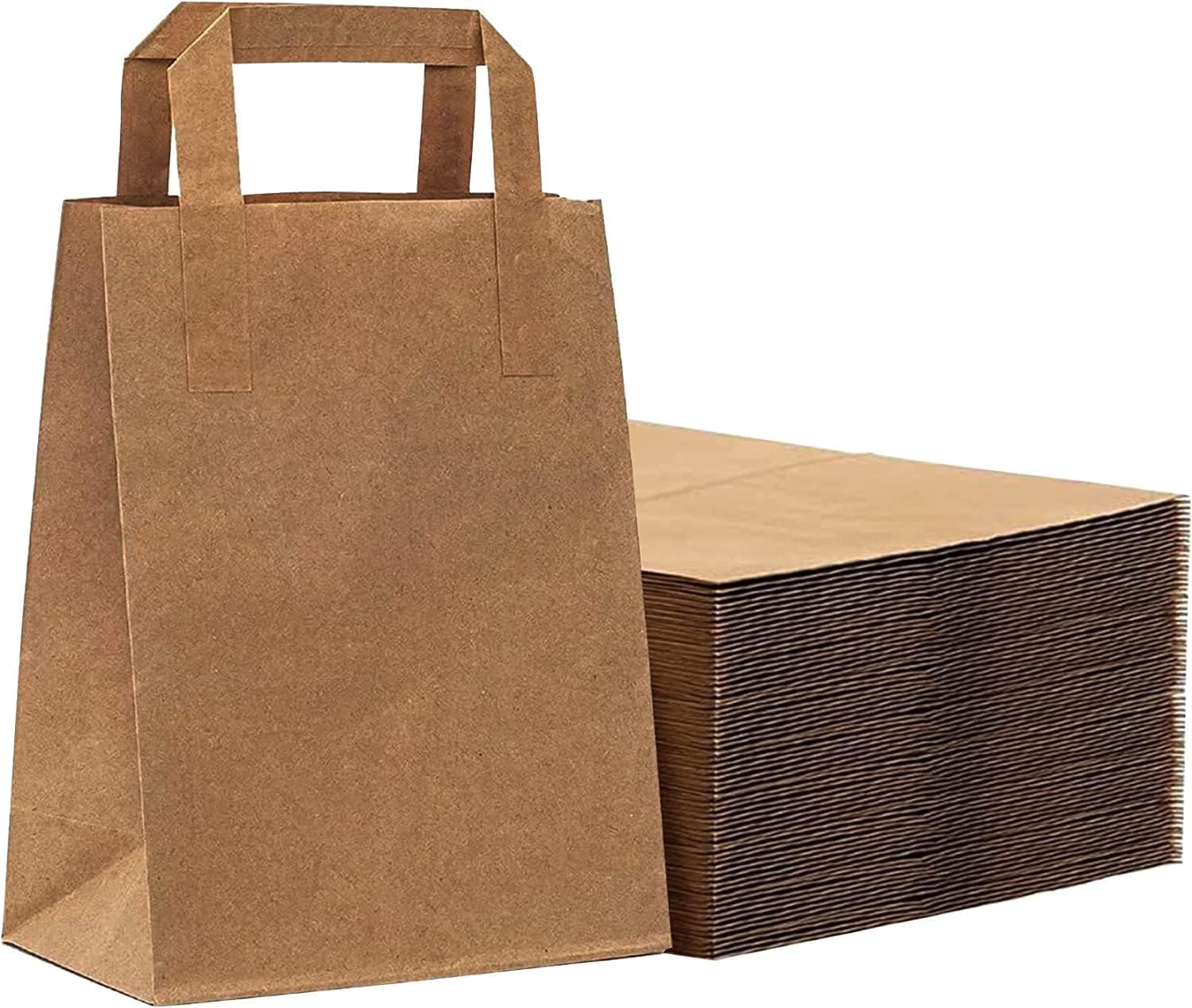 Brown Kraft Paper Bags with Handles - 25 Medium Size Paper Bags, kraft Paper Party Bags for Gifts, Shopping Bags, Brown Craft Bags (23 x 11 x 25 cm)