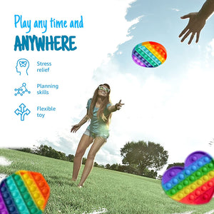 Zuvo Bubble Fidget Squeeze Sensory Toy Rainbow Color (Heart Hexagon Round)