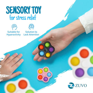 Zuvo Fidget Toy and Spinner with Keychain Stress Reliever Toy Pack of 2 (5 Pop White)