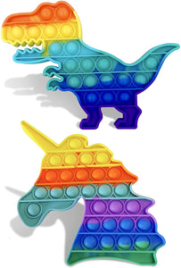 Zuvo 2 Pack Bubble Fidget Toy Sensory Rainbow Color (Dinosaur + Unicorn)