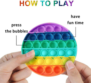 Zuvo 2 Pack Bubble Sensory Fidget Toy Squeeze Sensory Toy Rainbow Colour (2 Round)