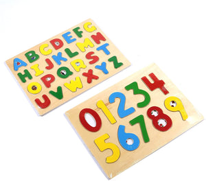 Zuvo Wooden Childrens Kids Learning Toys Pack ABC and Numbers