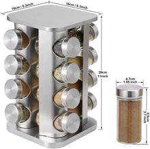 Load image into Gallery viewer, Zuvo 12 Jar Revolving Spice Rack and Herb Rack and Organiser Steel Countertop Spice Rack
