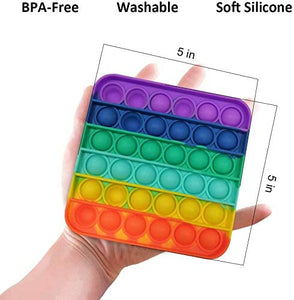 Zuvo 2 Pack Bubble Fidget, Squeeze Sensory Toy Rainbow Colour (2 Square)