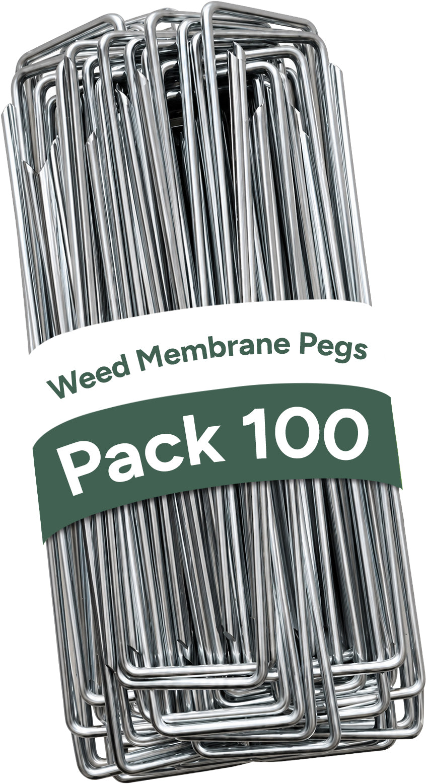Zuvo Weed Membrane Pegs 100 Pack 6in U Shaped Galvanised Garden Stakes