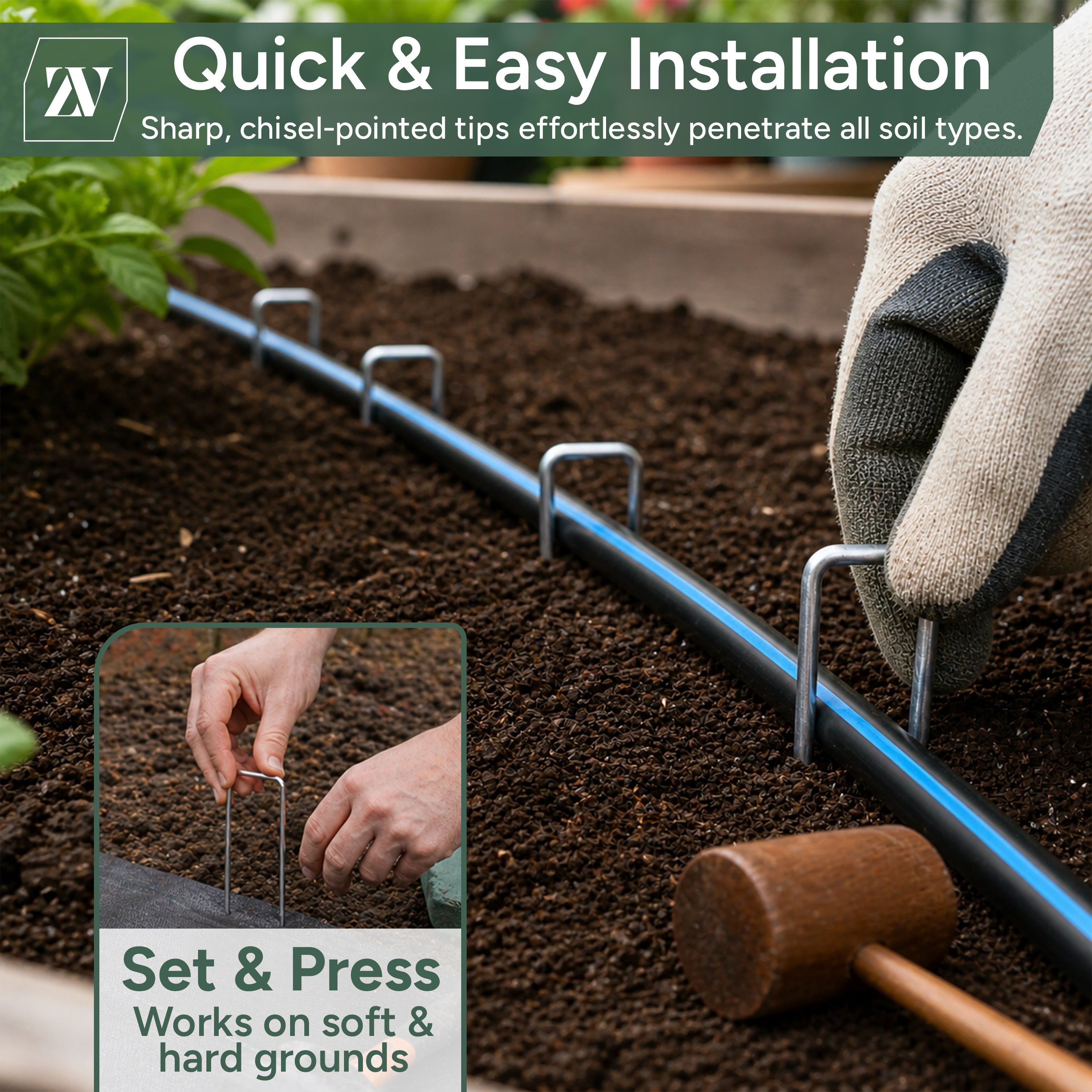 Zuvo Weed Membrane Pegs 100 Pack 6in U Shaped Galvanised Garden Stakes