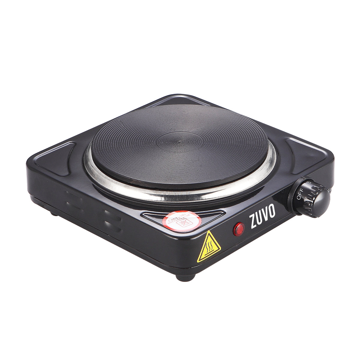 1500W Single Hot Plate - Black Ring Stove Hob - Portable & with Adjustable Thermostat - Cast Iron Heating Plate - Best for Cooking - Zuvo