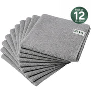 Zuvo Microfibre Cloths 12 Pack 32x32cm Grey Lint Free Cleaning Rags