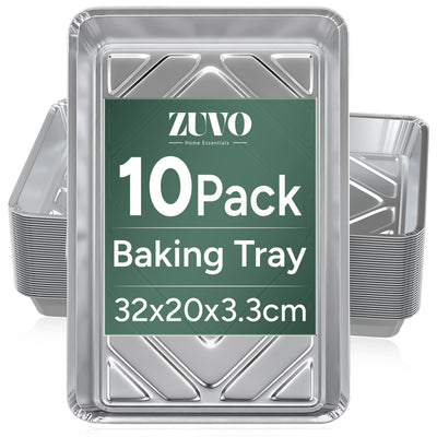 Zuvo Aluminium Foil Baking Trays 10 Pack 32x20x3.3cm Oven Cooking Trays