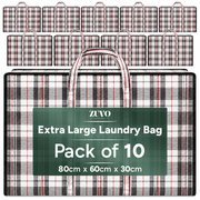 Zuvo Extra Large Laundry Bags with Zip 10 Pack Waterproof Storage 80x30x60