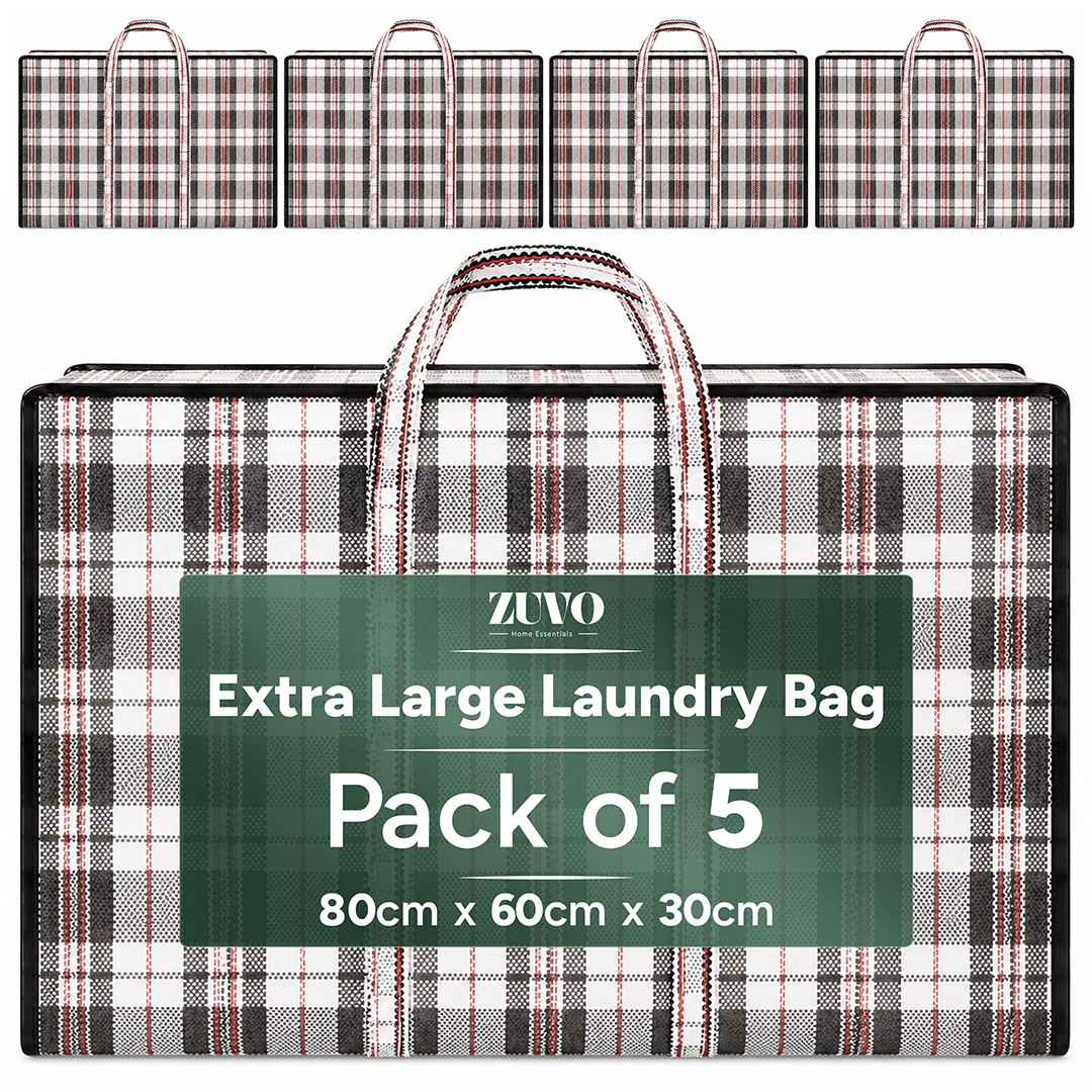 Zuvo Extra Large Laundry & Storage Bags 5 Pack Waterproof with Zips