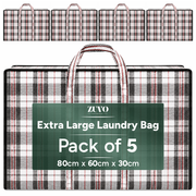 Zuvo Extra Large Laundry & Storage Bags 5 Pack Waterproof with Zips