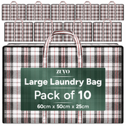 Zuvo Large Laundry Bags with Zip 10 Pack Waterproof Reusable Storage 60x50x25