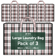Zuvo Extra Large Laundry Bags with Zip 3 Pack – Waterproof Storage 60x50x25