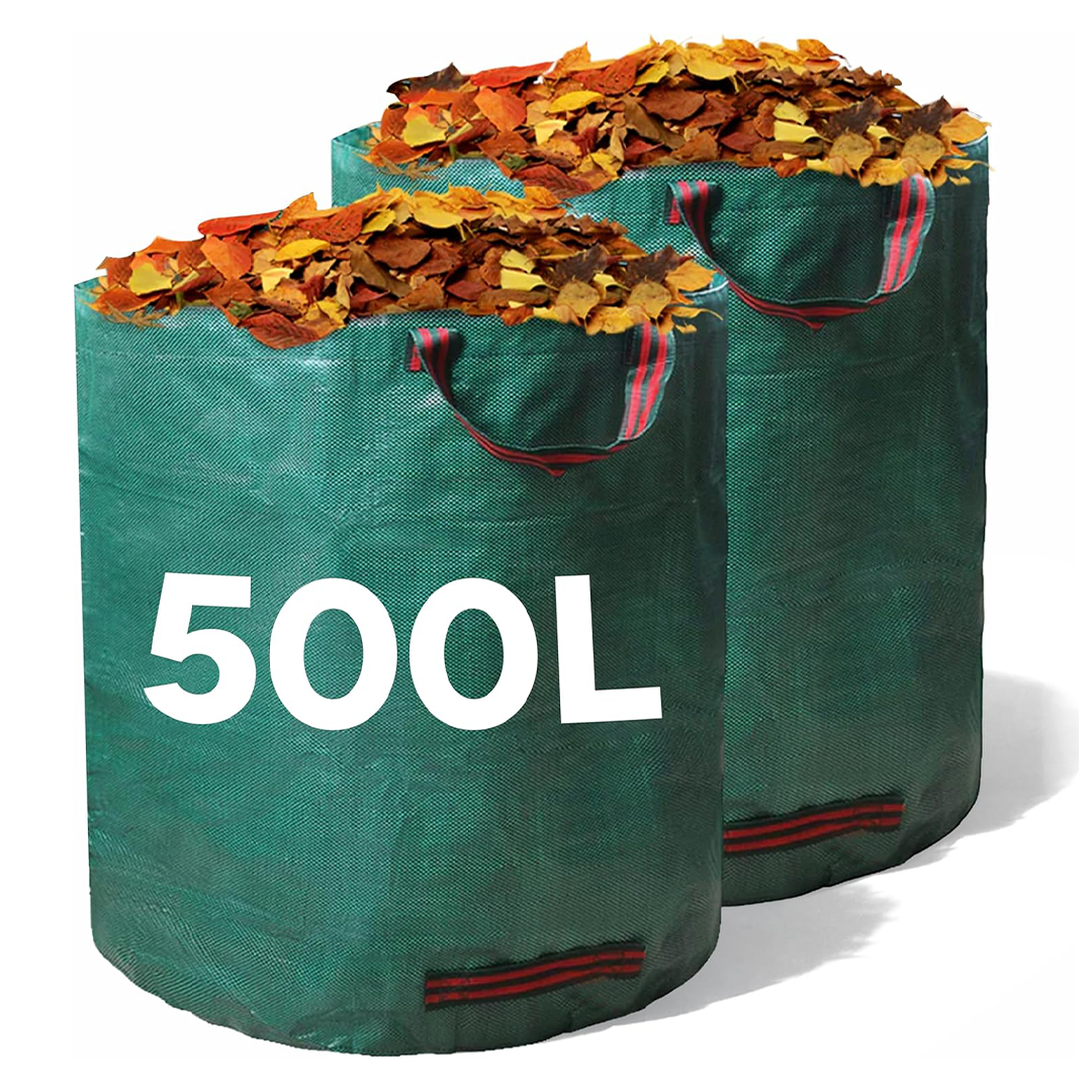 Zuvo Garden Waste Bags 500L Pack of 2 Heavy Duty Reusable Garden Sacks