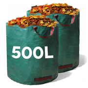 Zuvo Garden Waste Bags 500L Pack of 2 Heavy Duty Reusable Garden Sacks