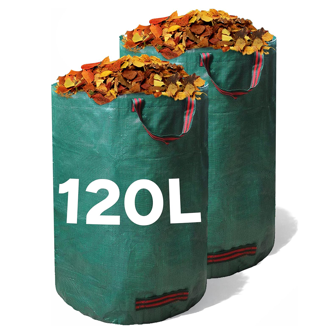 Zuvo Garden Waste Bags 120L Pack of 2 Heavy Duty Reusable Sacks
