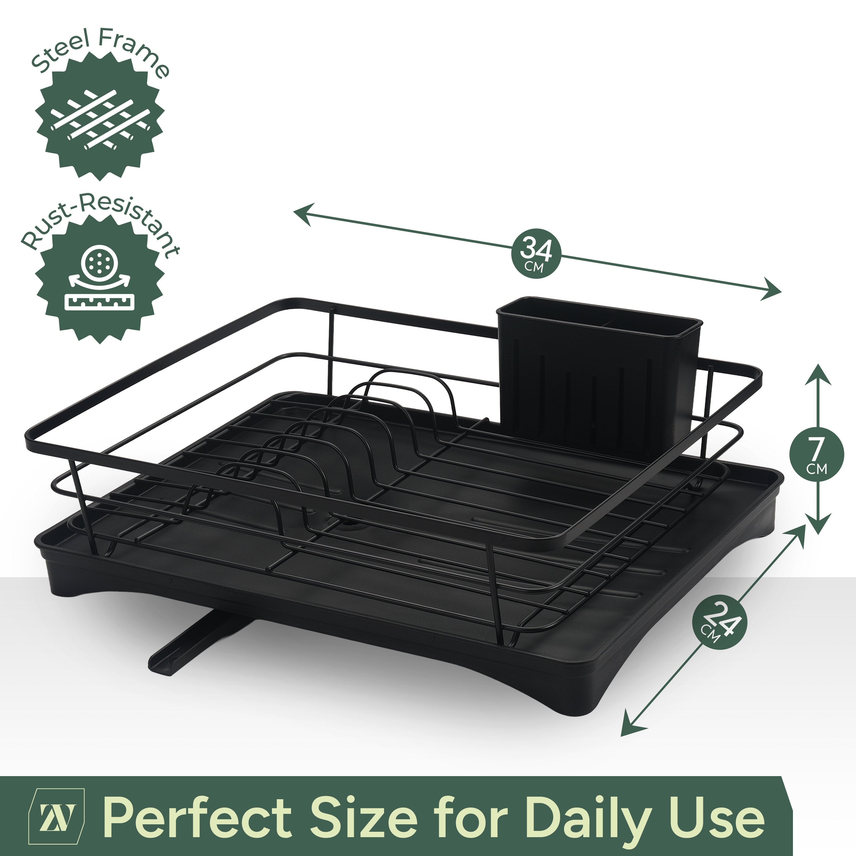 Dish Drainer Rack – Stainless Steel Dish Drying Rack with Cutlery Holder, Space-Saving Kitchen