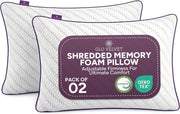 Adjustable Shredded Memory Foam Pillow for Neck and Shoulder Support Customisable for Side and Back Sleepers Pack of 2