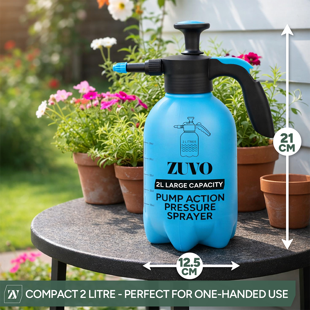 Zuvo 2L Pump Pressure Sprayer Bottle for Garden Plants Weed Killer and Cleaning