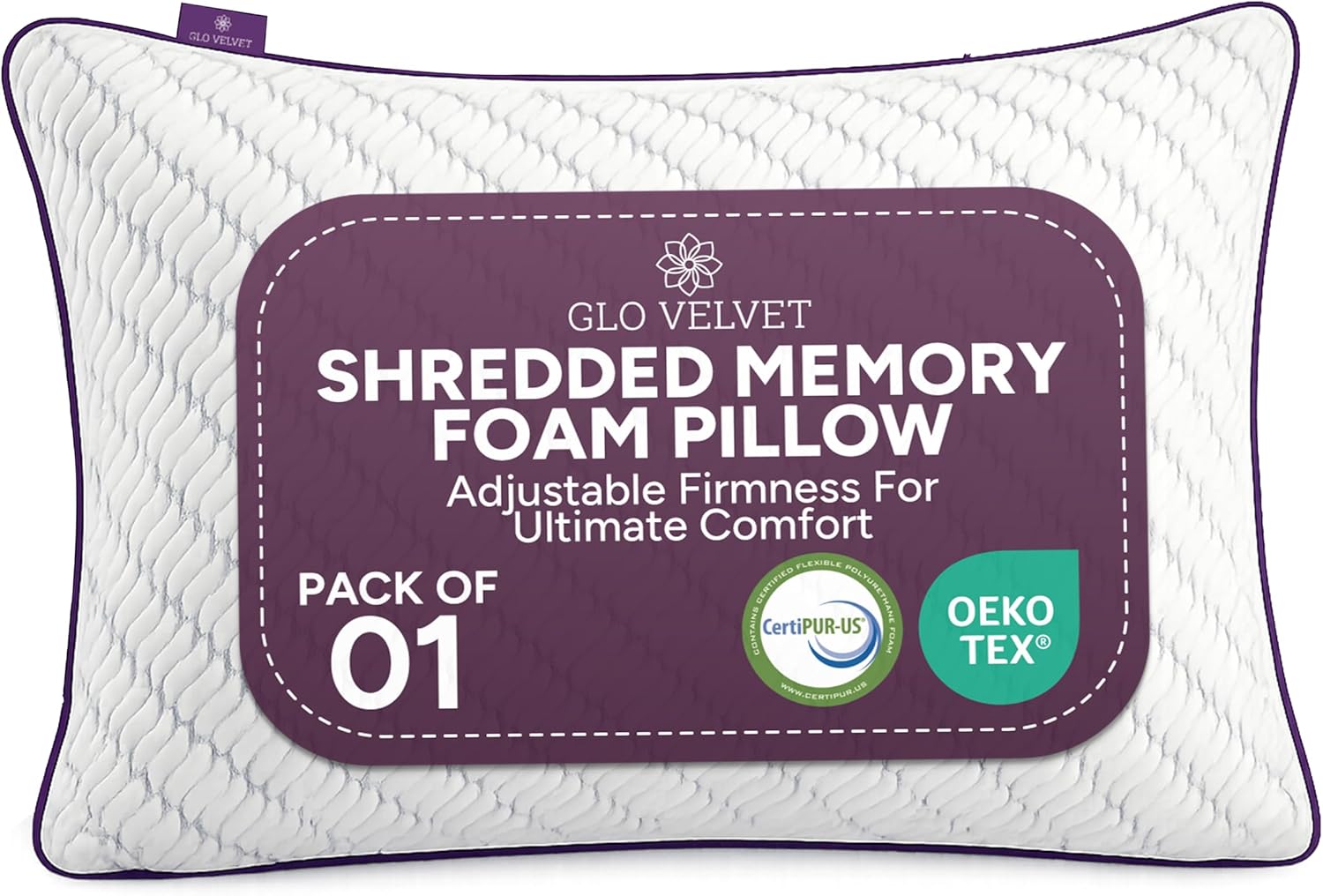 Adjustable Shredded Memory Foam Pillow for Neck & Shoulder Support | Customisable Height & Firmness for Side & Back Sleepers | Comfortable Support Pillow (1 Pack)
