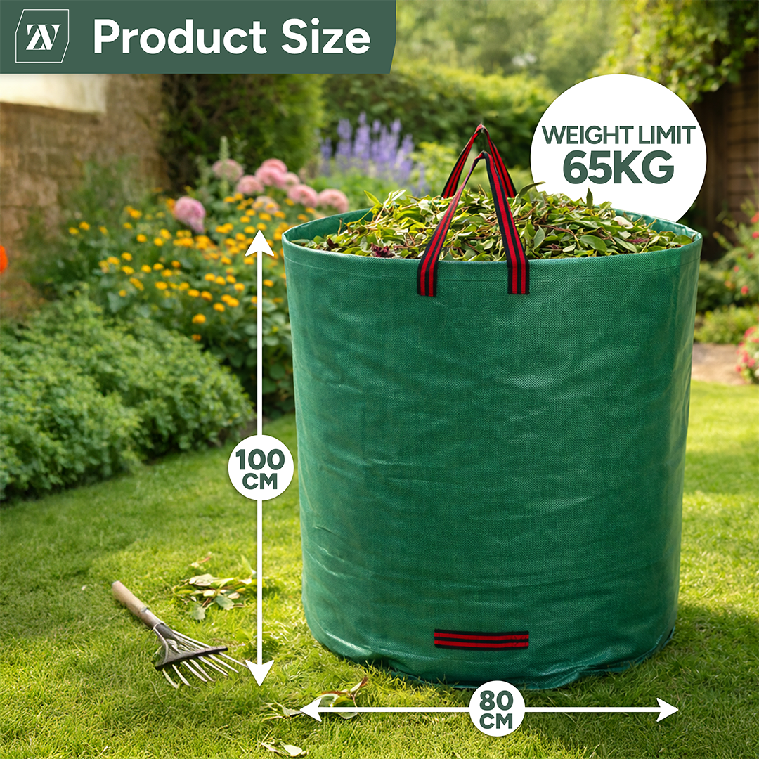 Zuvo Garden Waste Bags 500L Pack of 2 Heavy Duty Reusable Garden Sacks