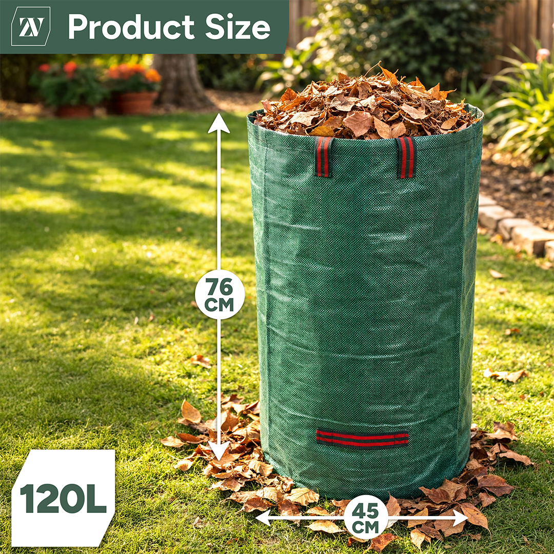 Zuvo Garden Waste Bags 120L Pack of 2 Heavy Duty Reusable Sacks