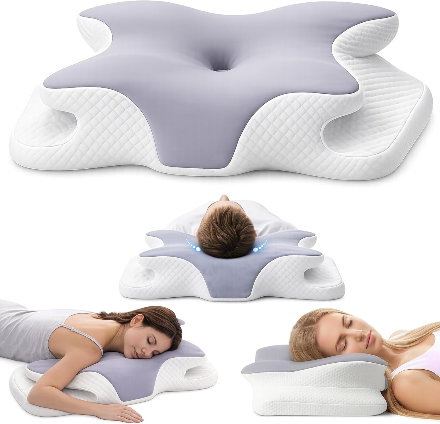 Cervical Memory Foam Pillow for Neck and Shoulder Support Orthopaedic Contour Design Ideal for Side and Back Sleepers