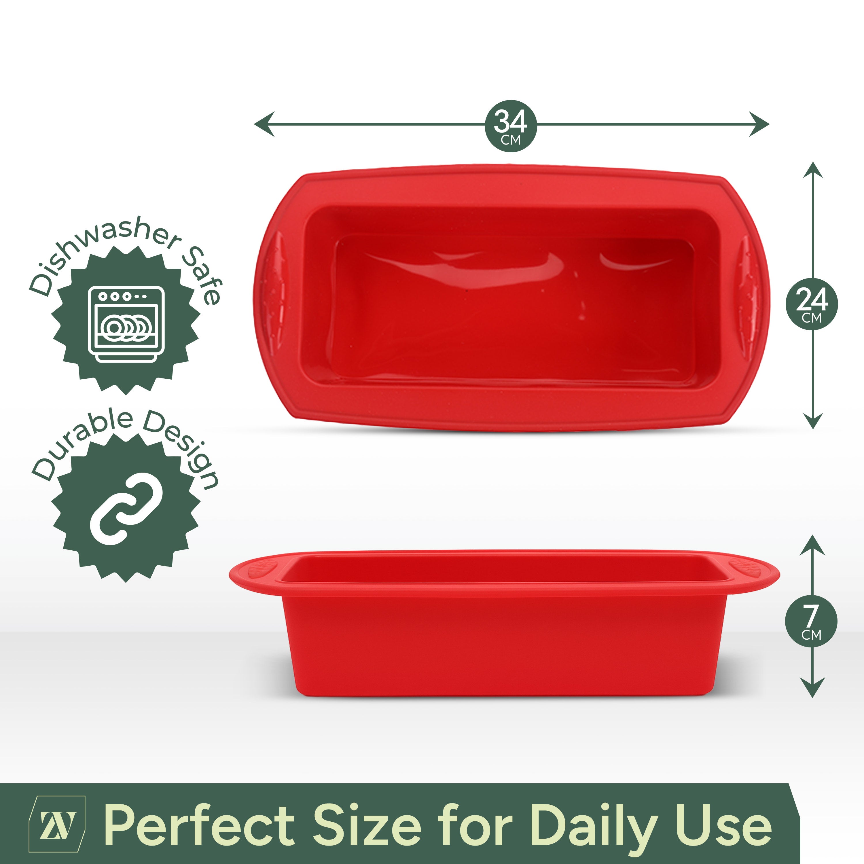 Zuvo - Silicone Loaf Tins (2 Pack) – 2lb Non-Stick Bread Tins for Baking,Bread Pans for Cakes, Banana Bread, Meatloaf