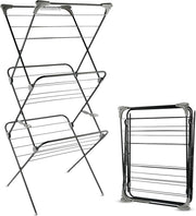Zuvo Heavy Duty 3 Tier Clothes Airer Folding Drying Rack | Freestanding Laundry Stand for Home & Flat