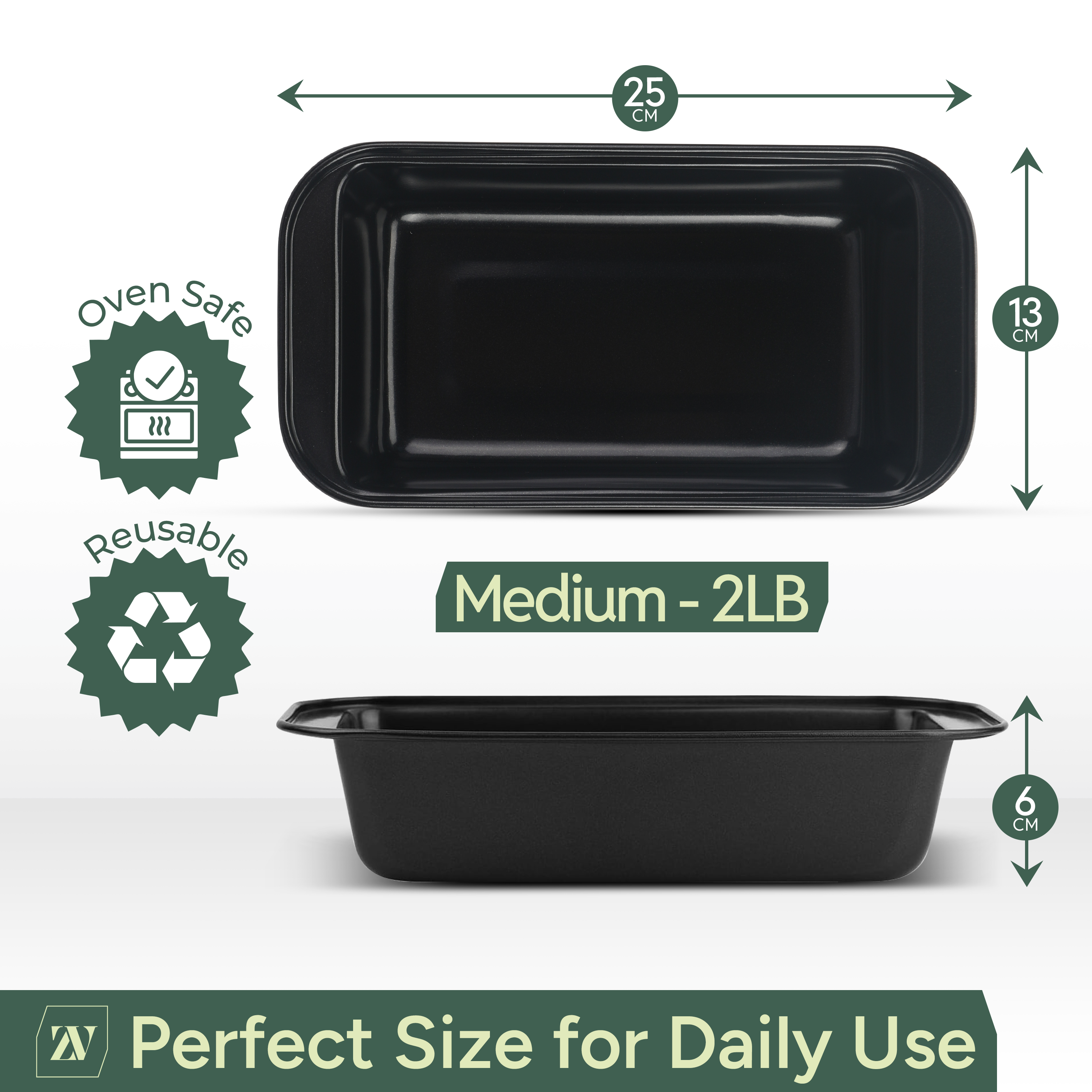 Zuvo Non Stick Loaf Tins 2lb 900g Carbon Steel Bread Cake Baking Pans