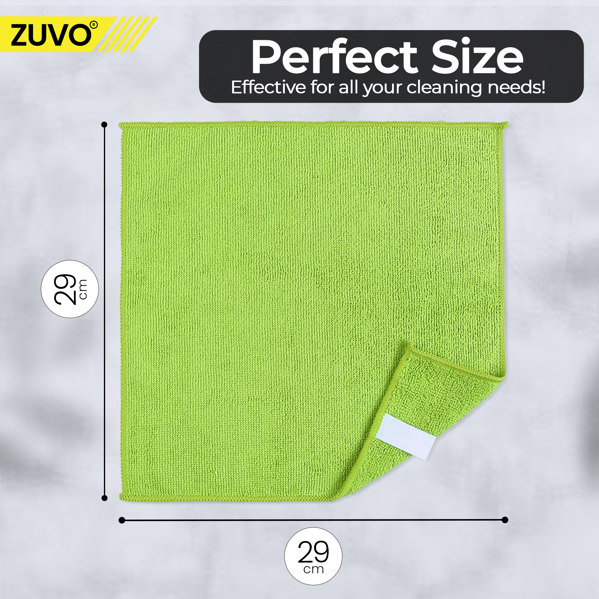 Zuvo Microfibre Cloth Pack of 12 Green 32x32cm