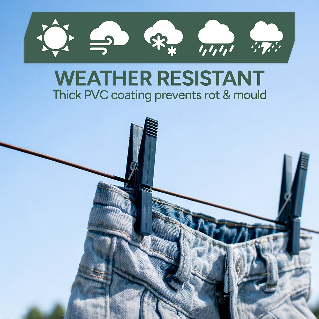 Zuvo 50m Outdoor Washing Line Heavy Duty Polyester Clothes Line Rope