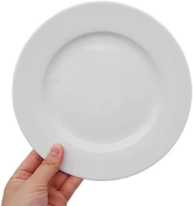 Zuvo White Ceramic Dinner Plates Set of 6 – 6 Inch Microwave Safe Rim Shape