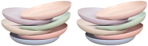 Zuvo Plastic Plates Reusable Set of 6 - Unbreakable Plastic Dinner Plates 8 Inches - Safe from Dishwasher & Microwave - Mix Colors, Pink, Yellow, Blue and Green