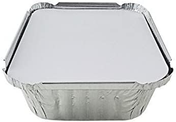 Zuvo 50 Pack Aluminium Foil Food Containers with Lids 12x8x4cm