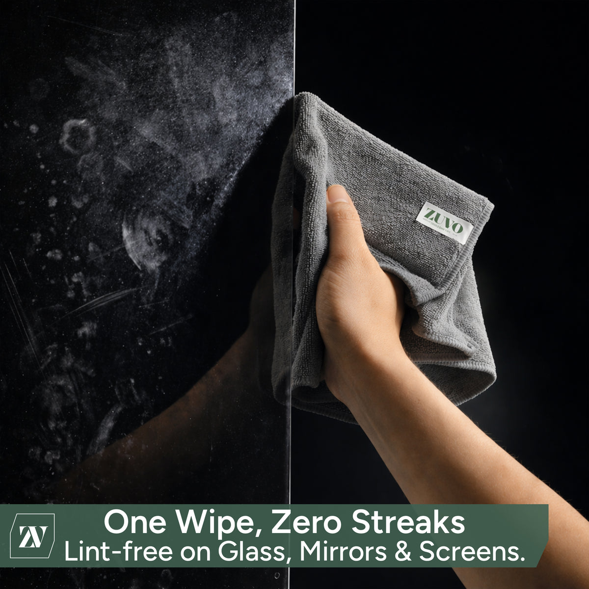 Zuvo Microfibre Cloths 12 Pack 32x32cm Grey Lint Free Cleaning Rags