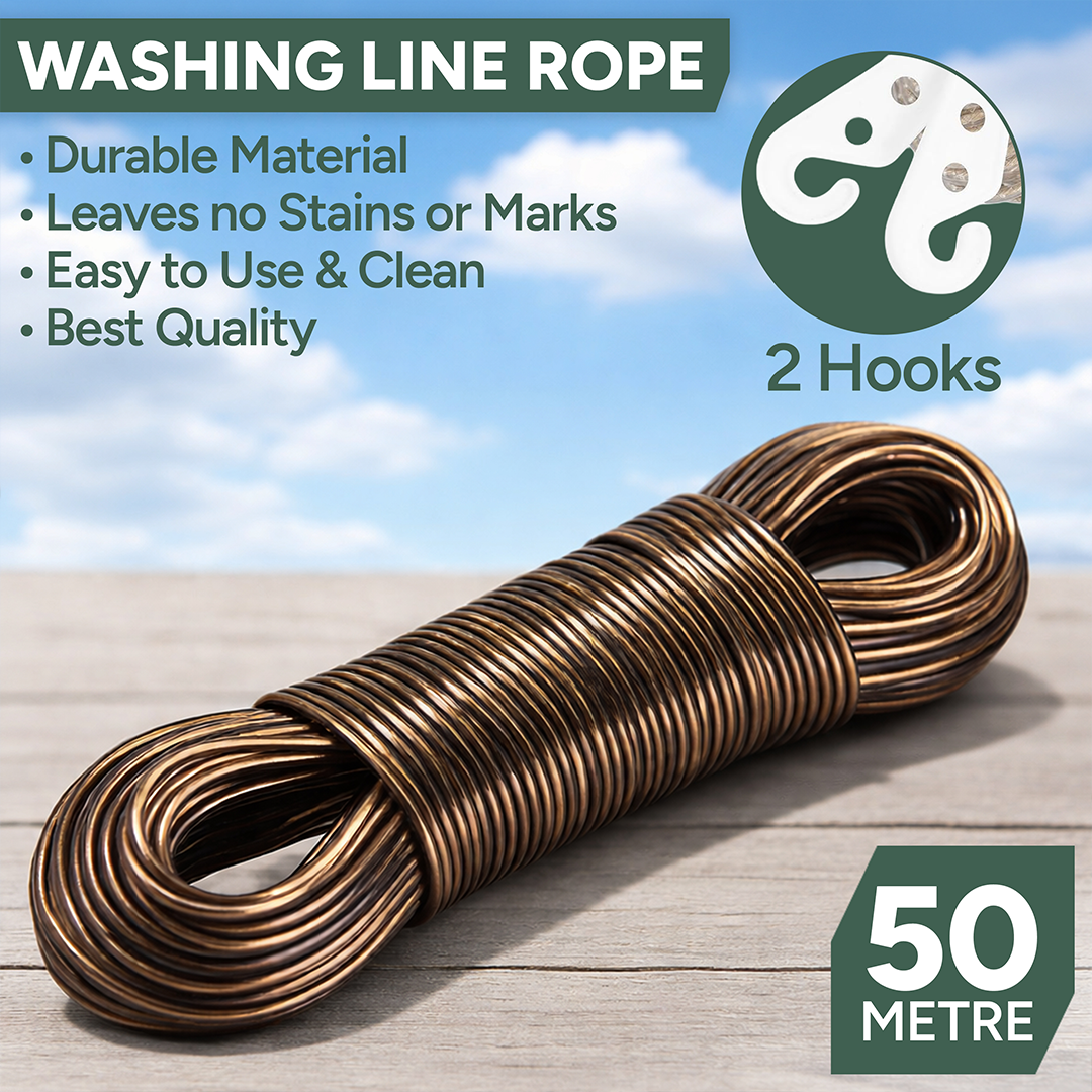 Zuvo 50m Outdoor Washing Line Heavy Duty Polyester Clothes Line Rope