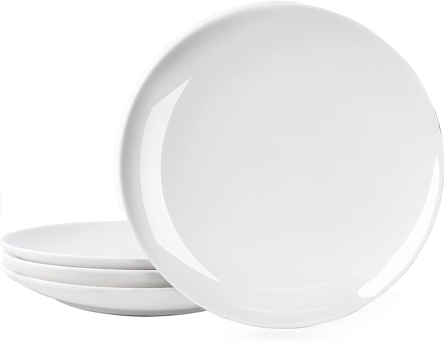 Zuvo White Porcelain Dinner Plates Set of 6 – 6 Inch Microwave Safe Coupe