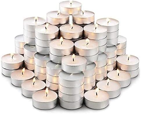 Avlash 8 Hour Tea Light Candles Pack of 50 Unscented Long Burn White