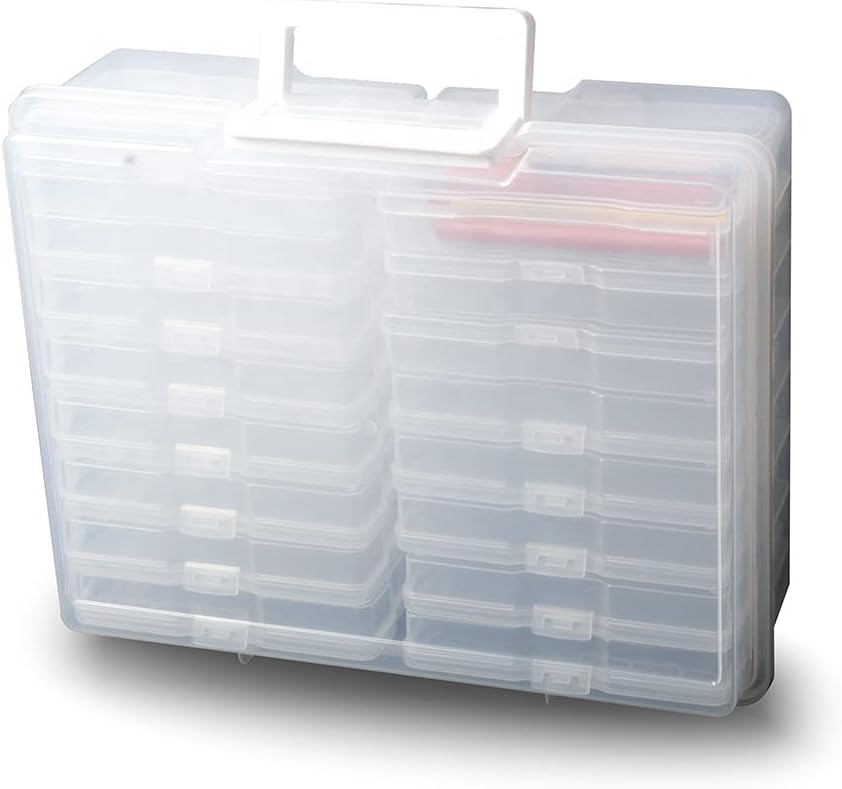 Zuvo Plastic Photo Storage Box with 16 Cases and Removable Dividers