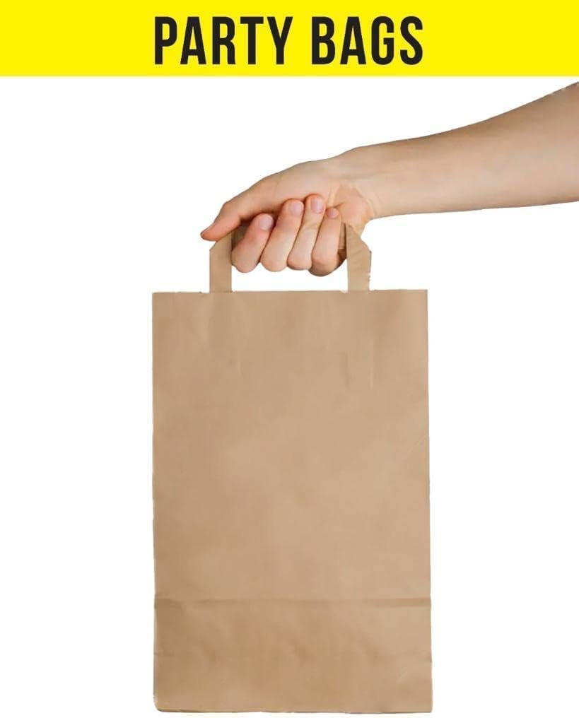 Brown Kraft Paper Bags with Handles - 25 Large Size Gift Bags, kraft Paper Party Bags, Shopping Bags, Brown Craft Bags (24 x 14 x 30 cm)