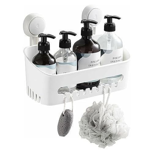 ZUVO Shower Caddy Suction Cup - No Drill & Adhesive Shower Caddy Basket - Best Shower Organizer in Bathroom Accessories for Soap, Shampoo, Toothbrush - Grey Shelf & Suction Cups