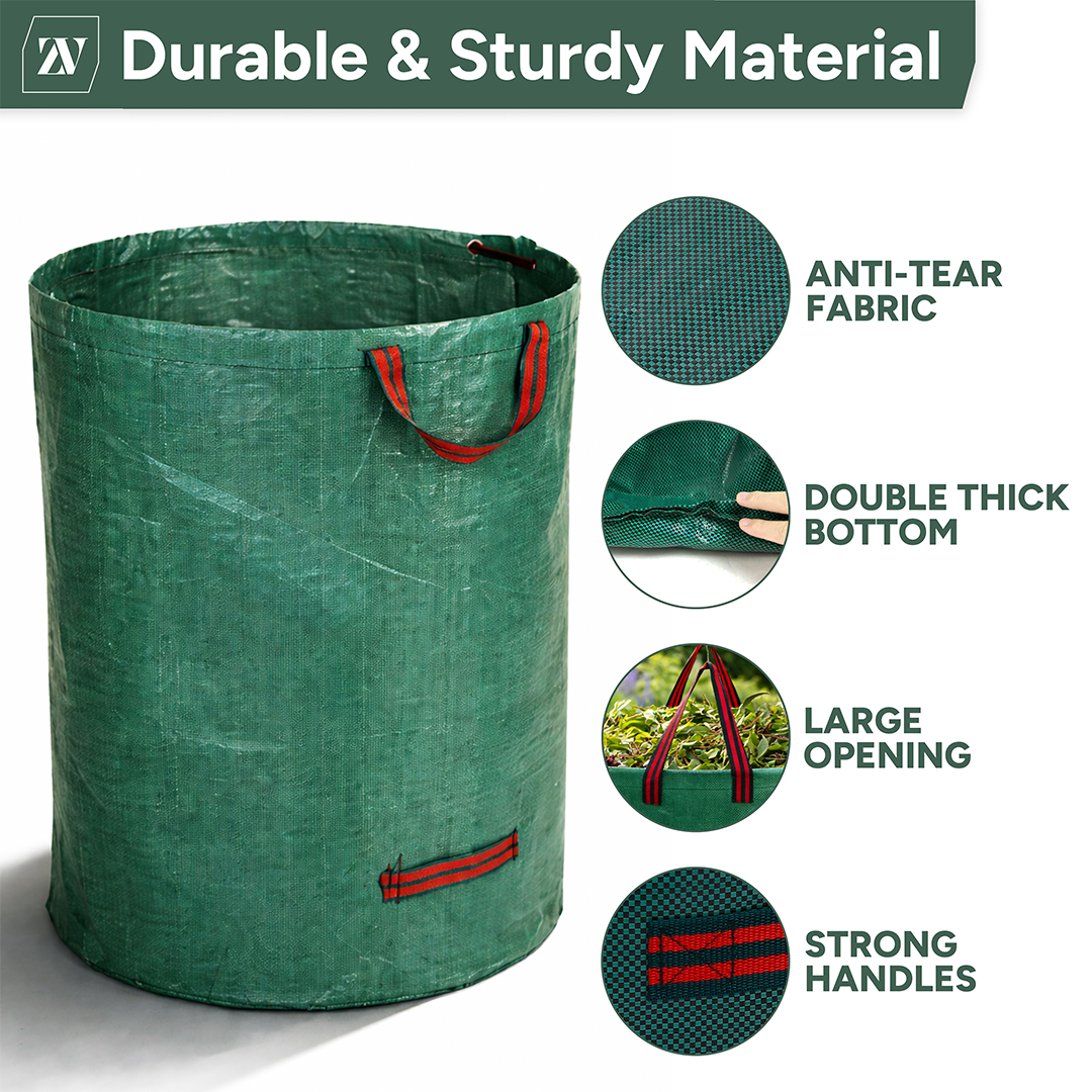 Zuvo Garden Waste Bags 120L Pack of 2 Heavy Duty Reusable Sacks