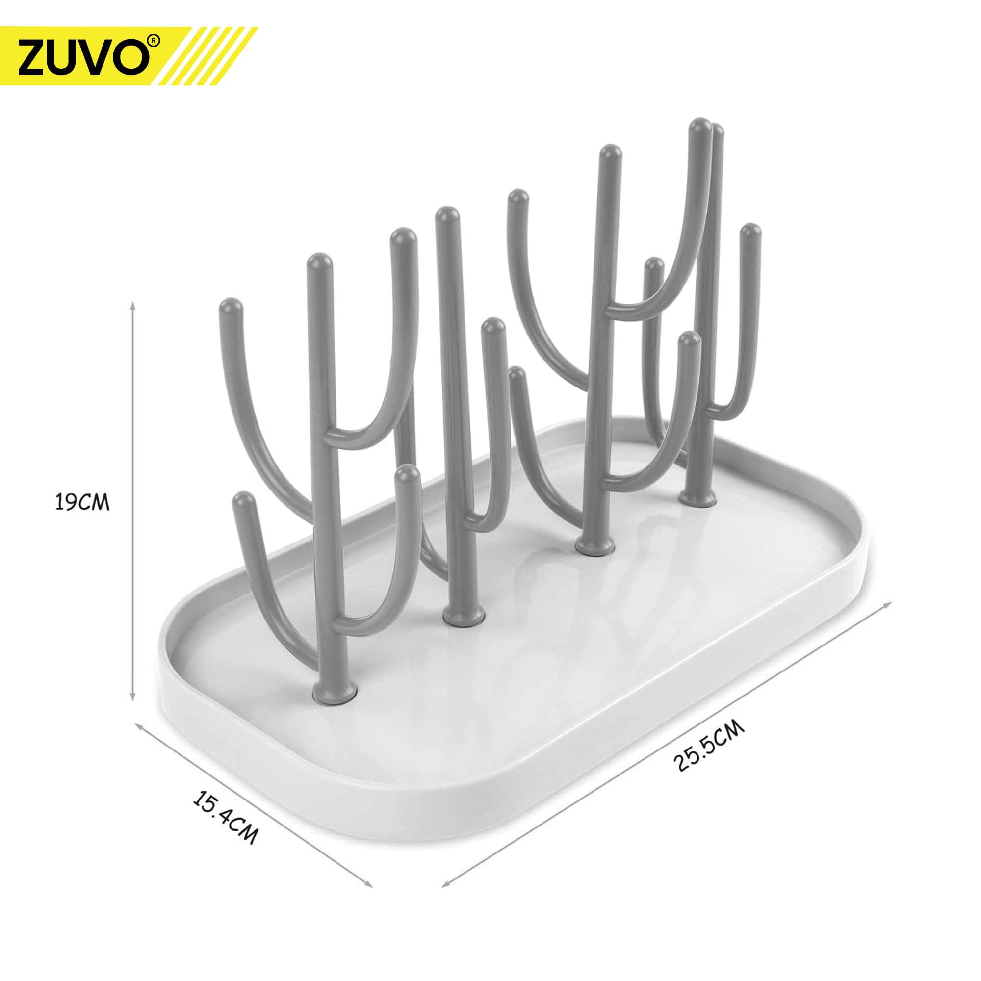 Zuvo Baby Bottle Drying Rack with Detachable Brackets, Grey, One Size