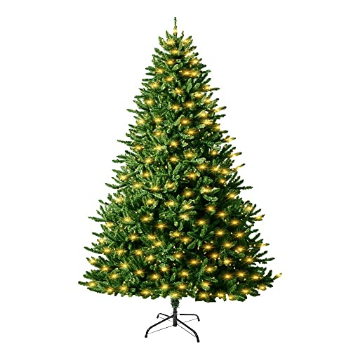 Pre Lit 6ft Christmas Tree with 200 LED Lights 1000 Tips Fiber Optic