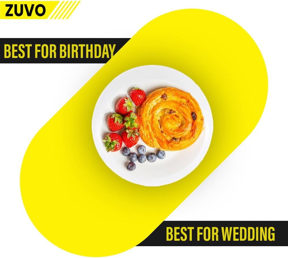 Zuvo White Porcelain Dinner Plates Set of 6 – 6 Inch Microwave Safe Coupe