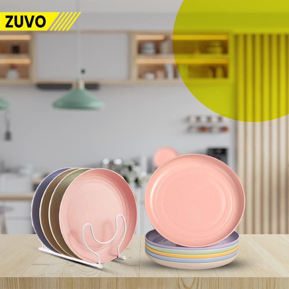 Zuvo Reusable Plastic Plates Set of 6 – 10 Inch Microwave & Dishwasher Safe